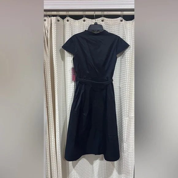 ✔️NEW Merona Black A-Line Dress with Mandarin Collar and Flutter Sleeves - Picture 2 of 8